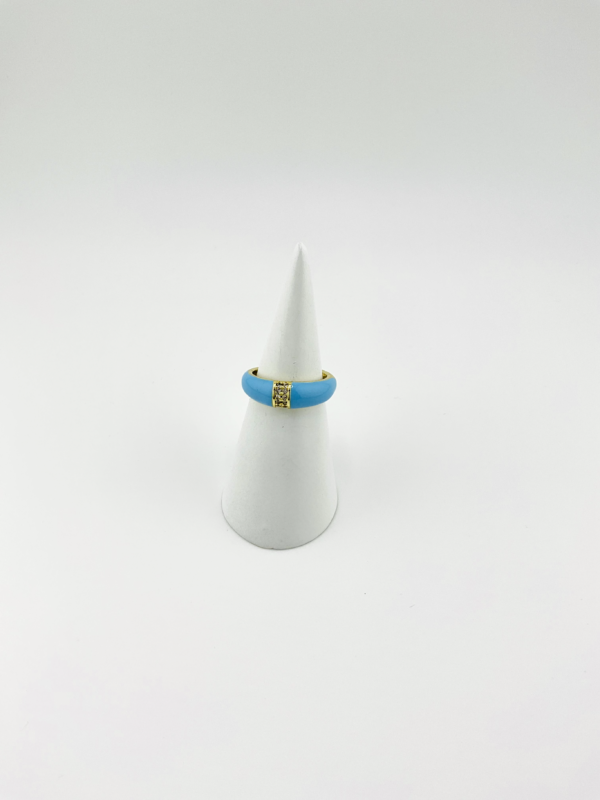 Twitter Blue Enamel Band with Diamonds is our Ring from Trendy of Vintage Collection