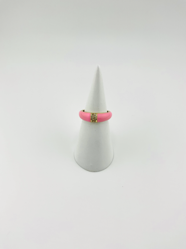 IMG_8502 Warm Pink Enamel Band with Diamonds is our Ring from Trendy of Vintage Collection