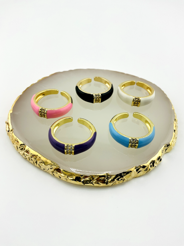 Black Enamel Band with Diamonds is our Ring from Trendy of Vintage Collection