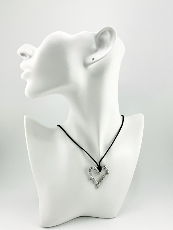 IMG_8635 Large Silvy Lava Heart is our Necklace from Heart of Sun Collection