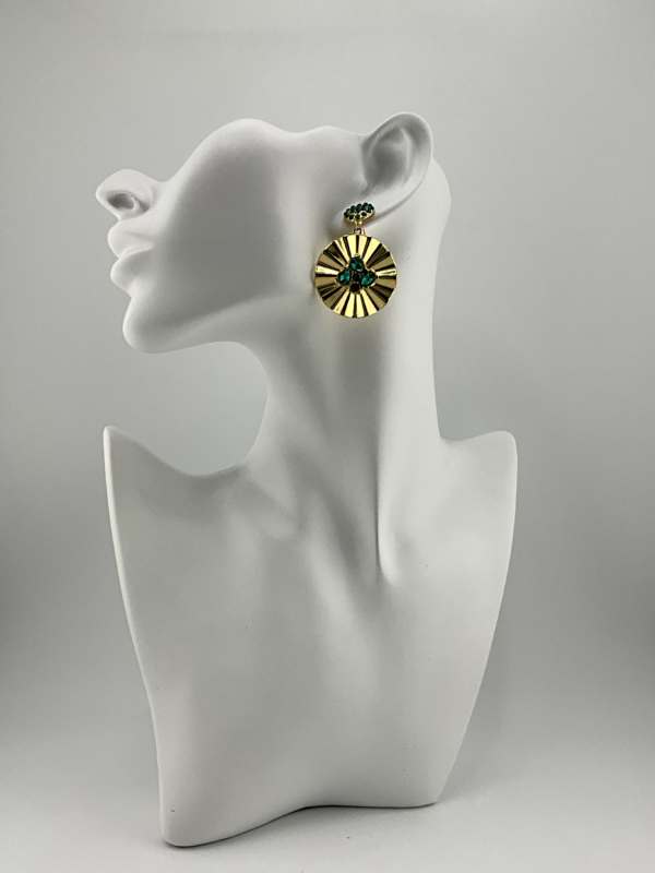 20240310_IMG_3446 Gold Flower and Dark Sea Stones is our Earrings from Stones of the Floral Collection