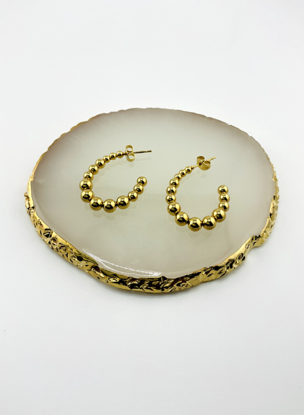 Beaded Moons our Trendy Earrings from the Shapes of Feelings - Gold Finish Collection