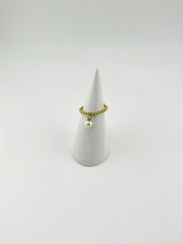 Beaded Ring and Pearl our Shapes of Love from the Elegance - Gold Finish Collection