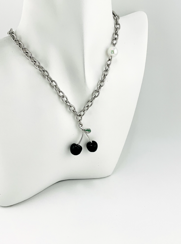 Unique Onyx Cherry Chain Necklace from our in Fashion Jewelry Collection