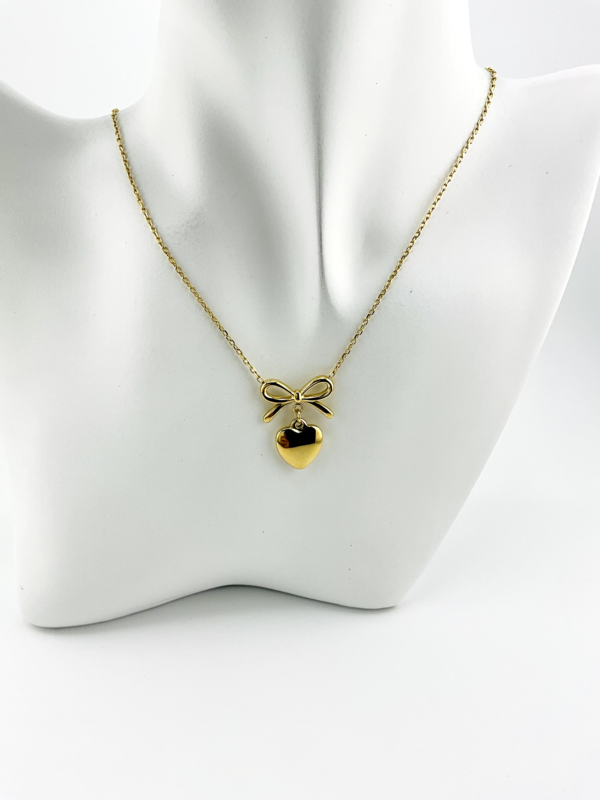 Gold X-quisite Heart Bow Necklace - Top Trending Jewelry from our in Fashion Jewelry Collection