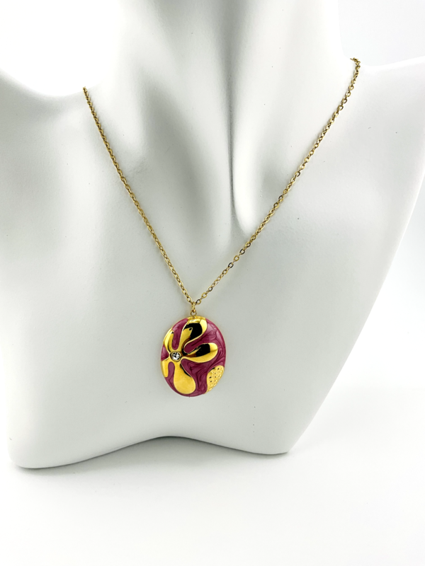 Maroon Gold Flower Pendant Necklace from our in Fashion Jewelry Collection