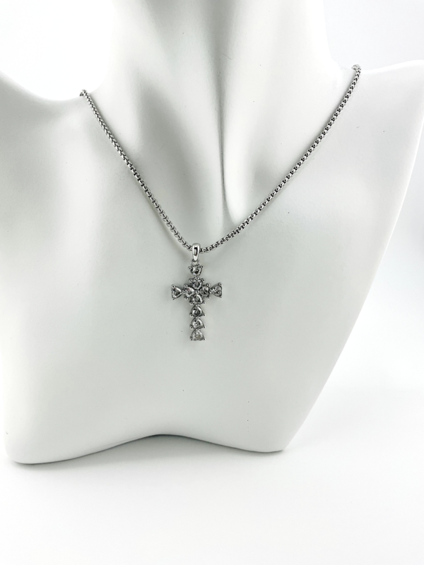 20250121_IMG_9959 Silver SereneCross: Diamond-Encrusted Cross Necklace from our in Fashion Jewelry Collection
