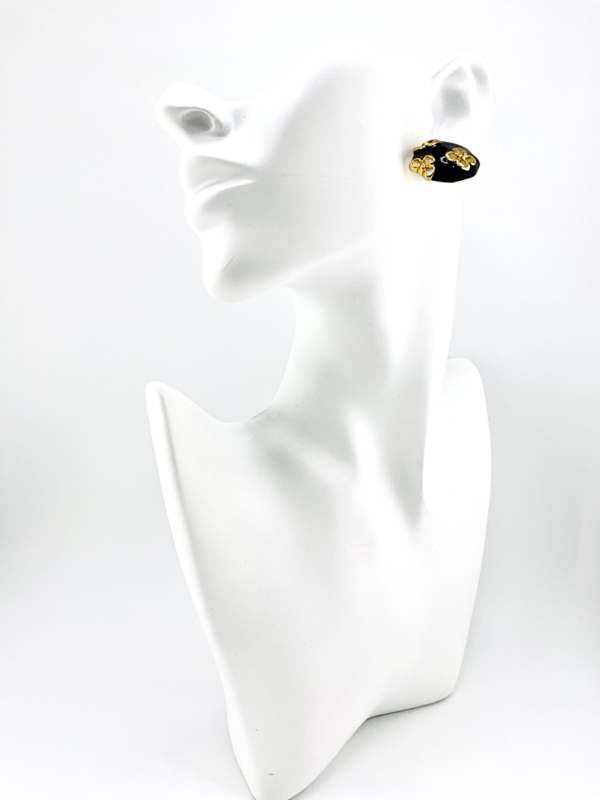Ethereal Bloom: Top Trending Black & Gold Statement Earrings of the Embrace of the Love Heart Collection