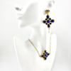 Regal Radiance: Sapphire & Pearl Earring & Necklace Set of the Embrace of the Love Heart Collection