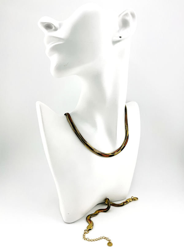 X-quisite Tri-Tone Snake Necklace & Bracelet Set: Trending Jewelry Collection of the Dawn of Spring Collection